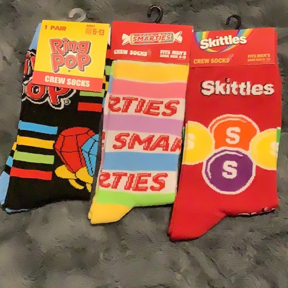 Ring Pop, Smarties, and Skittles Crew Socks Set - Multicolor